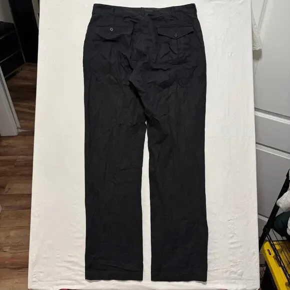 Engineered Garments Linen Relaxed Straight Leg Chino Pants Black Men's